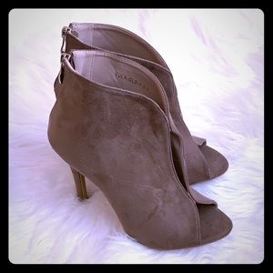 Nude Brown Suede High Heel Booties